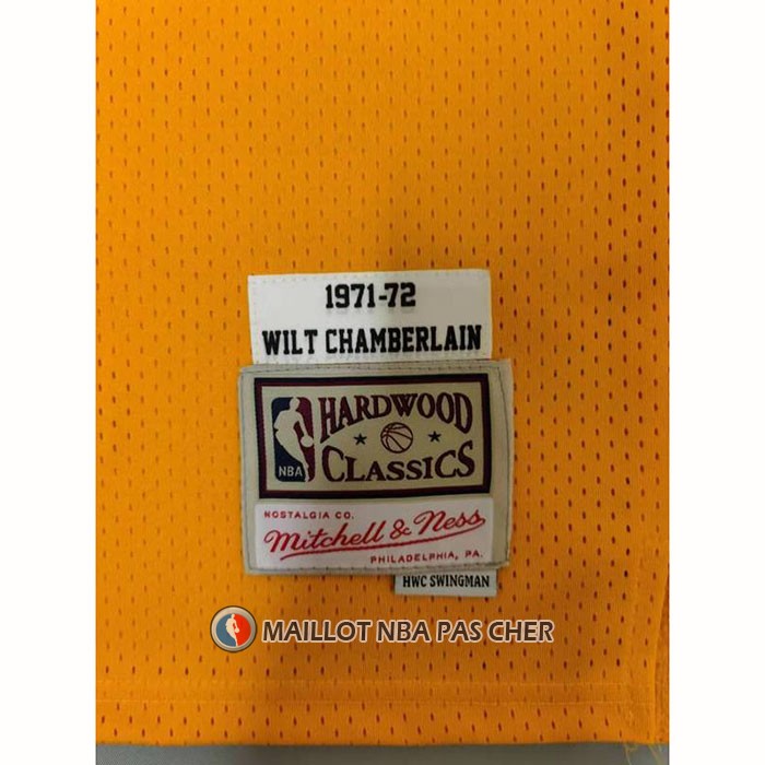 Maillot Los Angeles Lakers Wilt Chamberlain NO 13 Mitchell & Ness 1971-72 Jaune
